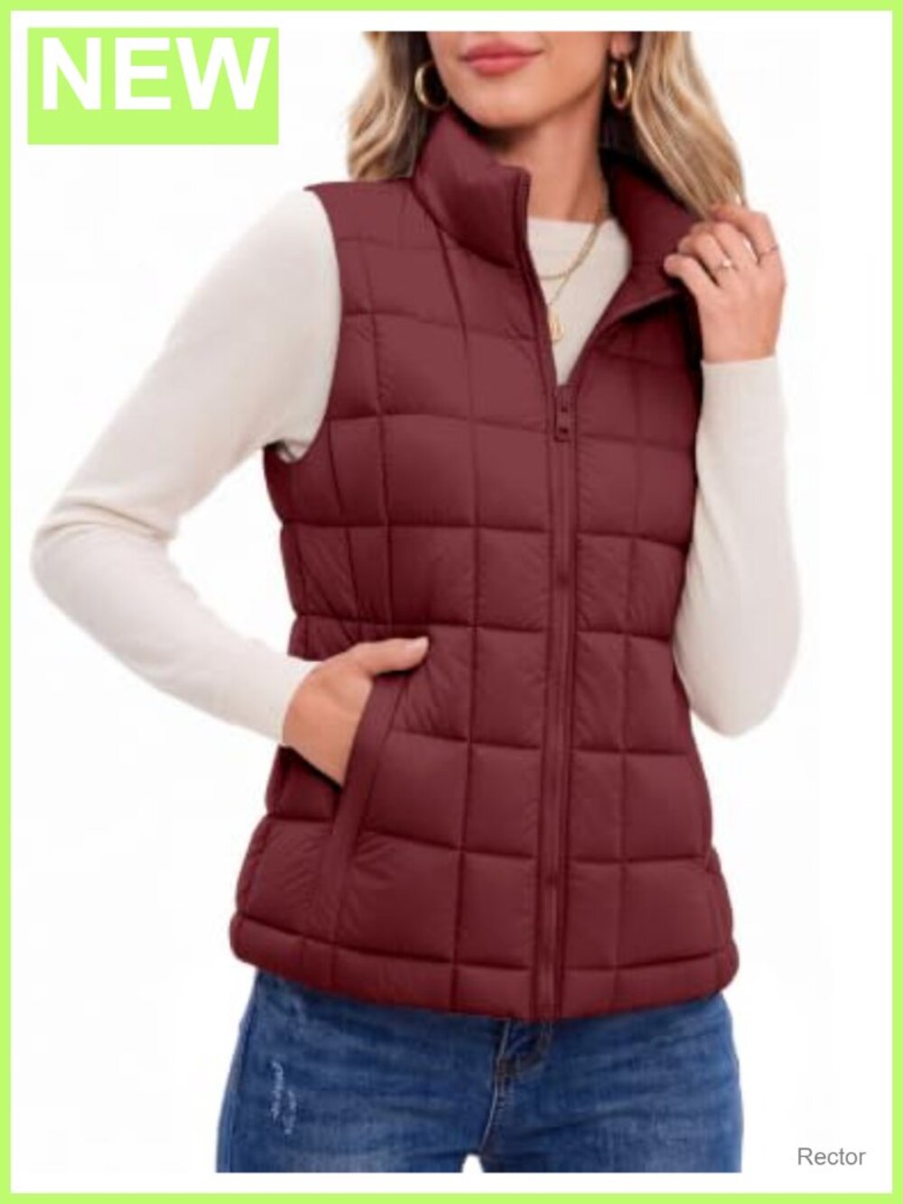 Zeagoo Womens Lightweight Quilted Puffer Vest Stand Collar Zip Up